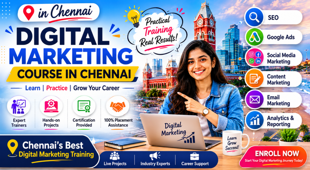 Digital Marketing Course in Chennai with SEO, Google Ads, Social Media Marketing and Placement Assistance