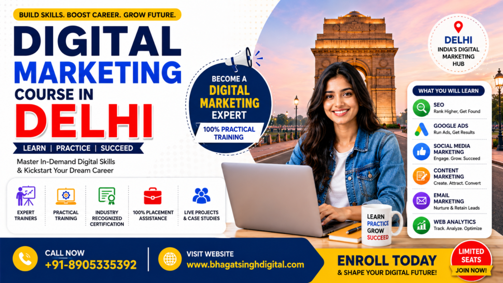 Digital Marketing Course in Delhi with SEO, Google Ads, Social Media Marketing and Practical Training